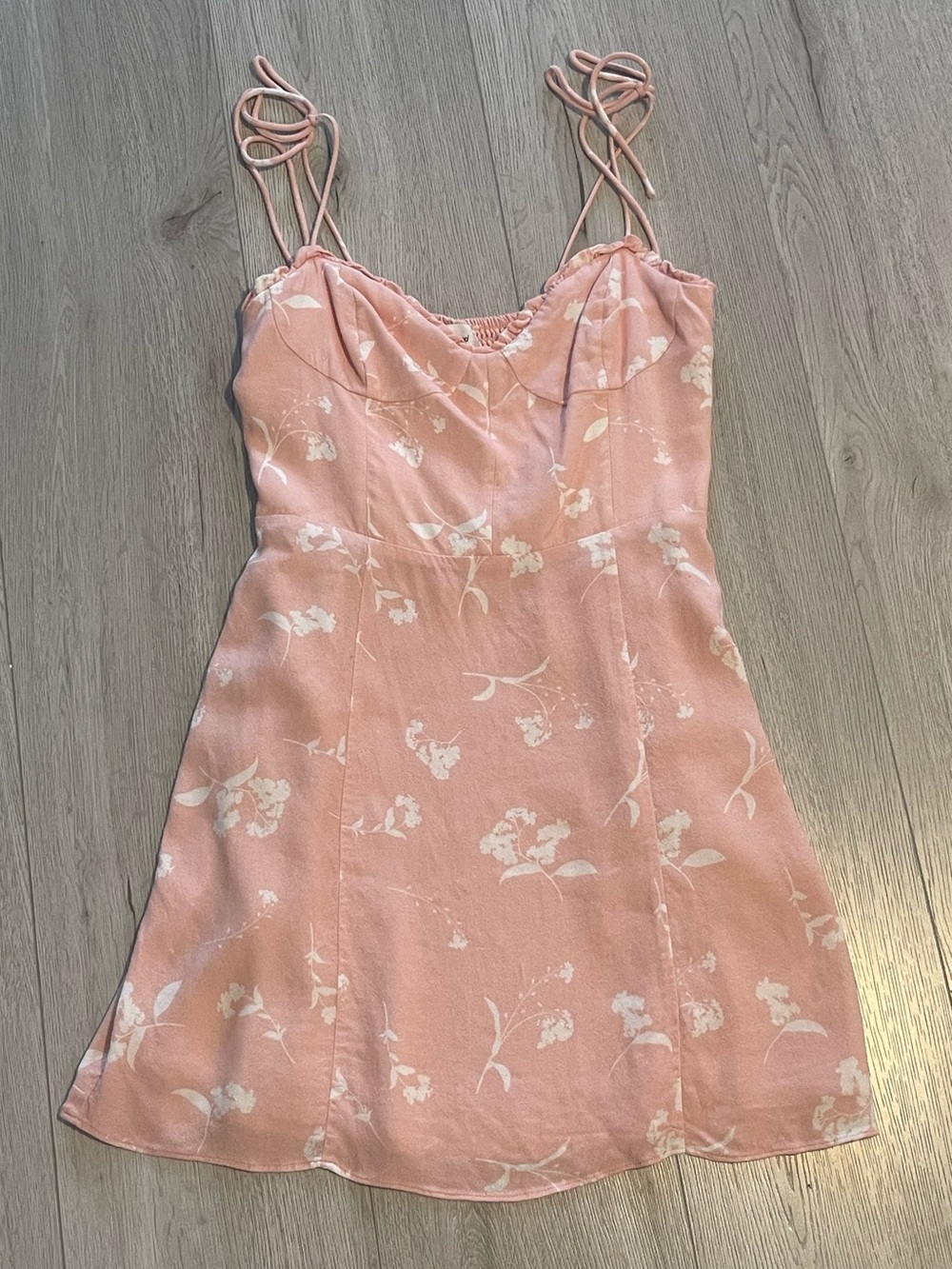 Aritzia Wilfred Fable Dress - Coral Blush Floral Sweetheart Bustier Mini Dress - Picture 10 of 11
